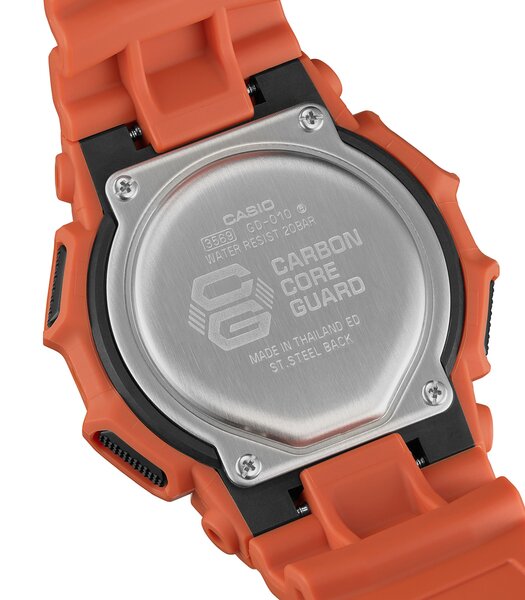 Montre CASIO G-SHOCK Homme GD-010-4ER Digital Cadran MINERAL Noir Bracelet Résine Orange Etanchéité 20BAR