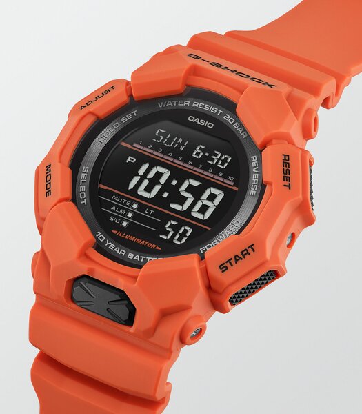 Montre CASIO G-SHOCK Homme GD-010-4ER Digital Cadran MINERAL Noir Bracelet Résine Orange Etanchéité 20BAR