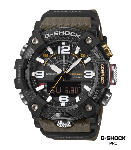 Montre CASIO G-SHOCK Homme GG-B100X-1A3ER Analogue-Digital Cadran MINERAL Noir Bracelet Résine Vert Etanchéité 20BAR