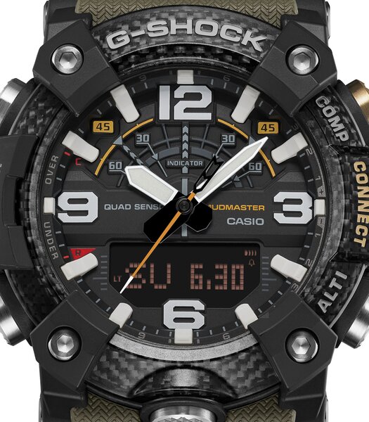 Montre CASIO G-SHOCK Homme GG-B100X-1A3ER Analogue-Digital Cadran MINERAL Noir Bracelet Résine Vert Etanchéité 20BAR