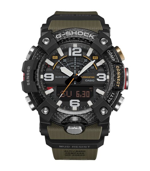 Montre CASIO G-SHOCK Homme GG-B100X-1A3ER Analogue-Digital Cadran MINERAL Noir Bracelet Résine Vert Etanchéité 20BAR