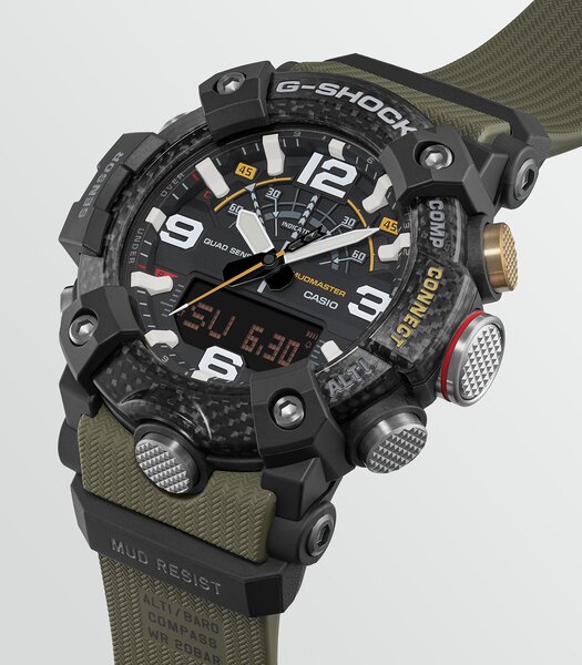 Montre CASIO G-SHOCK Homme GG-B100X-1A3ER Analogue-Digital Cadran MINERAL Noir Bracelet Résine Vert Etanchéité 20BAR
