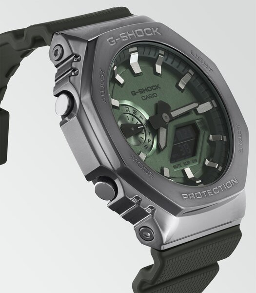 Montre CASIO G-SHOCK Homme GM-2100B-3AER Analogue-Digital Cadran MINERAL Vert Bracelet Résine Vert Boucle ardillon Etanchéité 20BAR