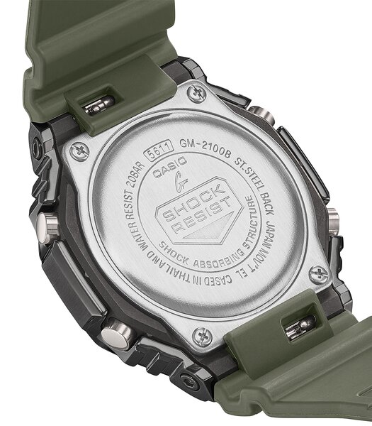 Montre CASIO G-SHOCK Homme GM-2100B-3AER Analogue-Digital Cadran MINERAL Vert Bracelet Résine Vert Boucle ardillon Etanchéité 20BAR