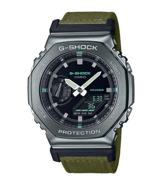Montre CASIO G-SHOCK Homme GM-2100CB-3AER Digital + analogique Cadran Minéral Noir Bracelet Tissu Vert Boucle ardillon Etanchéité 20 BAR