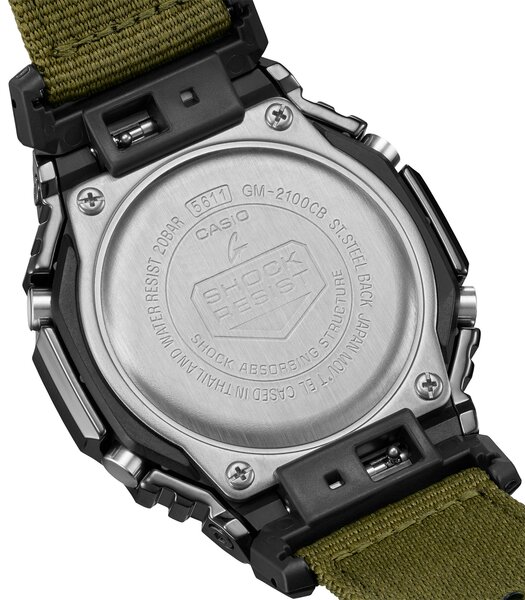 Montre CASIO G-SHOCK Homme GM-2100CB-3AER Digital + analogique Cadran Minéral Noir Bracelet Tissu Vert Boucle ardillon Etanchéité 20 BAR
