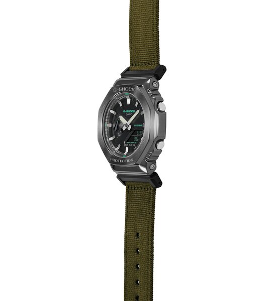 Montre CASIO G-SHOCK Homme GM-2100CB-3AER Digital + analogique Cadran Minéral Noir Bracelet Tissu Vert Boucle ardillon Etanchéité 20 BAR