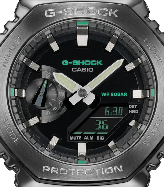 Montre CASIO G-SHOCK Homme GM-2100CB-3AER Digital + analogique Cadran Minéral Noir Bracelet Tissu Vert Boucle ardillon Etanchéité 20 BAR