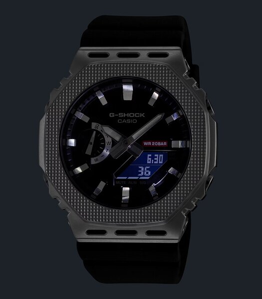 Montre CASIO G-SHOCK Homme GM-2100M-1AER Digital + analogique Cadran Minéral Gris Bracelet Résine Noir Boucle ardillon Etanchéité 20 BAR