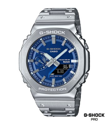 Montre CASIO G-SHOCK Homme GM-B2100AD-2AER Analogue-Digital Cadran MINERAL Bleu Bracelet Acier inoxydable Argenté Etanchéité 20BAR