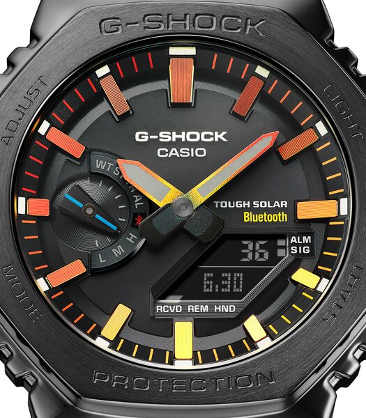 Montre CASIO G-SHOCK Homme GM-B2100BPC-1AER Analogue-Digital Cadran MINERAL Multicolore Bracelet Acier inoxydable Noir Boucle déployante Etanchéité 20