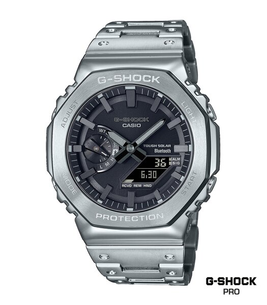 Montre CASIO G-SHOCK Homme GM-B2100D-1AER Analogue Cadran MINERAL Noir Bracelet Acier inoxydable Argenté Boucle déployante Etanchéité 20BAR