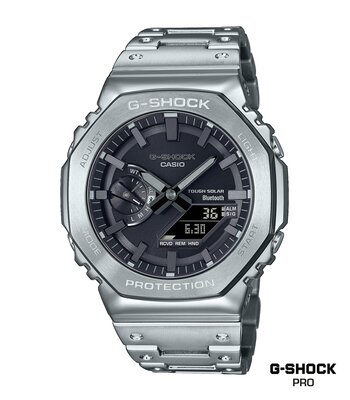 Montre CASIO G-SHOCK Homme GM-B2100D-1AER Analogue Cadran MINERAL Noir Bracelet Acier inoxydable Argenté Boucle déployante Etanchéité 20BAR