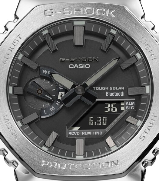 Montre CASIO G-SHOCK Homme GM-B2100D-1AER Analogue Cadran MINERAL Noir Bracelet Acier inoxydable Argenté Boucle déployante Etanchéité 20BAR