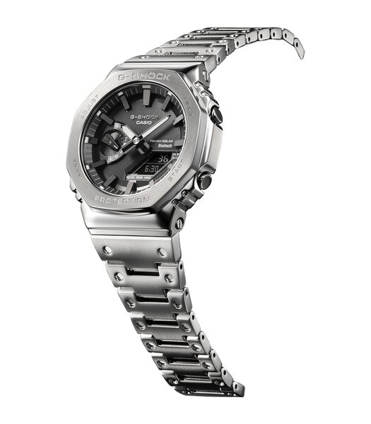 Montre CASIO G-SHOCK Homme GM-B2100D-1AER Analogue Cadran MINERAL Noir Bracelet Acier inoxydable Argenté Boucle déployante Etanchéité 20BAR