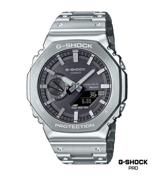 Montre CASIO G-SHOCK Homme GM-B2100SD-1AER Analogue-Digital Cadran MINERAL Noir Bracelet Acier inoxydable Argenté Etanchéité 20BAR