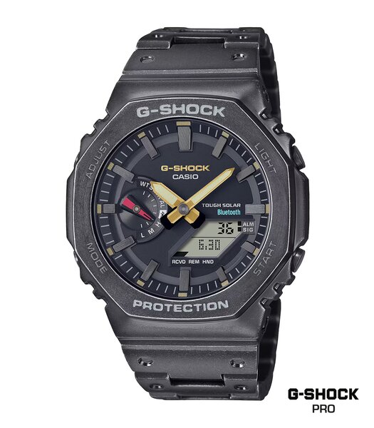 Montre CASIO G-SHOCK Homme GM-B2100VF-1ADR Analogue-Digital Cadran MINERAL Or Bracelet Acier inoxydable Noir Boucle déployante Etanchéité 20BAR