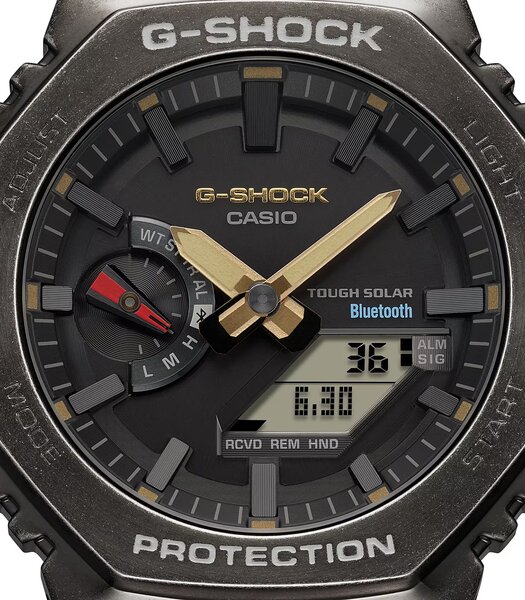 Montre CASIO G-SHOCK Homme GM-B2100VF-1ADR Analogue-Digital Cadran MINERAL Or Bracelet Acier inoxydable Noir Boucle déployante Etanchéité 20BAR