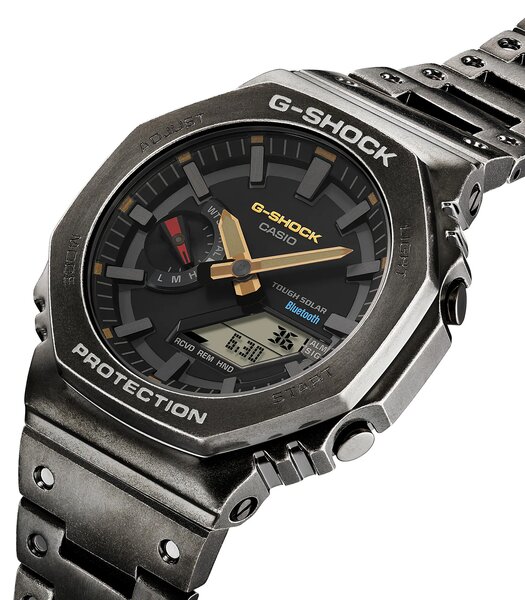 Montre CASIO G-SHOCK Homme GM-B2100VF-1ADR Analogue-Digital Cadran MINERAL Or Bracelet Acier inoxydable Noir Boucle déployante Etanchéité 20BAR