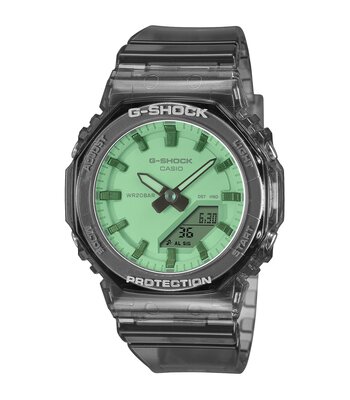 Montre CASIO G-SHOCK Femme GMA-P2100SR-1AER Digital + analogique Cadran Minéral Vert Bracelet Résine Transparent Etanchéité 20 ATM