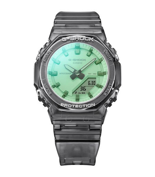Montre CASIO G-SHOCK Femme GMA-P2100SR-1AER Digital + analogique Cadran Minéral Vert Bracelet Résine Transparent Etanchéité 20 ATM