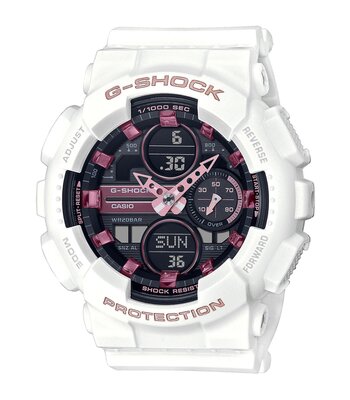 Montre CASIO G-SHOCK Femme GMA-S140M-7AER Digital + analogique Cadran Minéral Gris Bracelet Résine Blanc Boucle ardillon Etanchéité 20 BAR