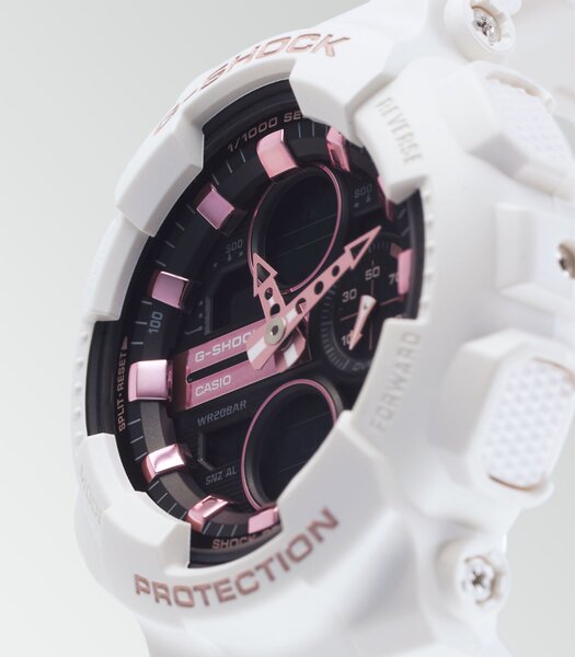 Montre CASIO G-SHOCK Femme GMA-S140M-7AER Digital + analogique Cadran Minéral Gris Bracelet Résine Blanc Boucle ardillon Etanchéité 20 BAR