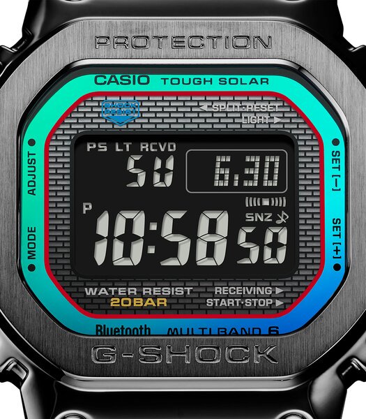 Montre CASIO G-SHOCK Homme GMW-B5000BPC-1ER Analogique Cadran Saphir Noir Bracelet Acier inoxydable Acier Boucle déployante Etanchéité 10 BAR