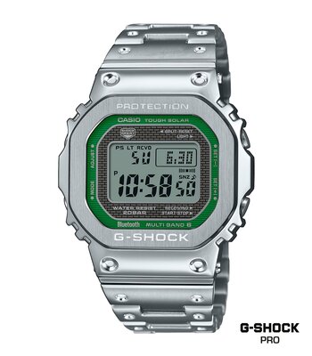 Montre CASIO G-SHOCK Homme GMW-B5000D-3ER Digital Cadran MINERAL Vert Bracelet Acier inoxydable Argenté Etanchéité 20BAR