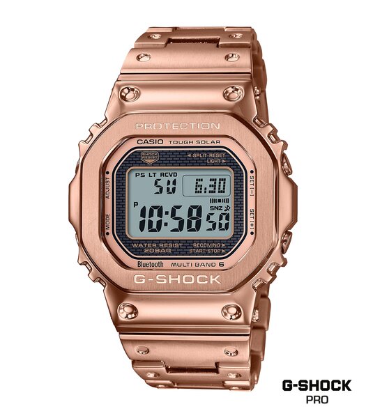 Montre CASIO G-SHOCK Homme GMW-B5000GD-4ER Digital Cadran MINERAL Noir Bracelet Acier inoxydable Or rose BOUCLE DEPLOYANTE Etanchéité 20BAR