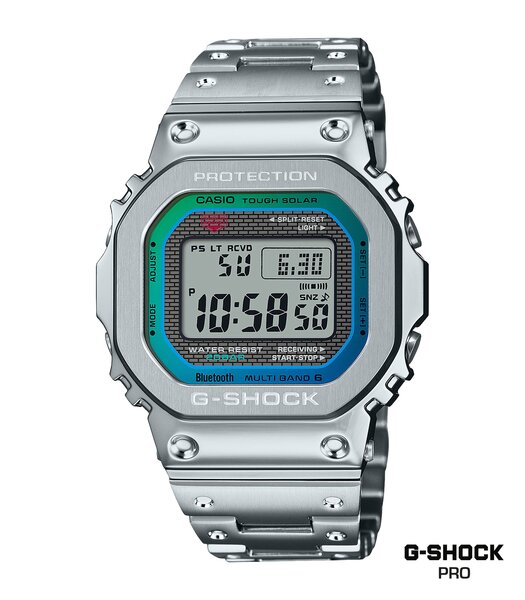 Montre CASIO G-SHOCK Homme GMW-B5000PC-1ER Digital Cadran MINERAL Multicolore Bracelet Acier inoxydable Noir Boucle déployante Etanchéité 20BAR