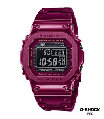 Montre CASIO G-SHOCK Homme GMW-B5000RD-4ER Digital Cadran Minéral Noir Bracelet Acier inoxydable Rouge Boucle déployante Etanchéité 20 BAR