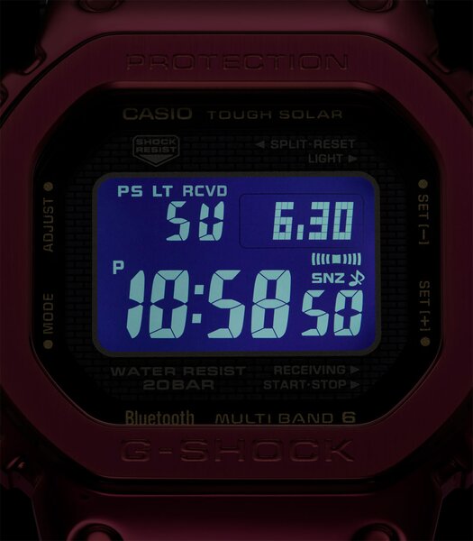 Montre CASIO G-SHOCK Homme GMW-B5000RD-4ER Digital Cadran Minéral Noir Bracelet Acier inoxydable Rouge Boucle déployante Etanchéité 20 BAR