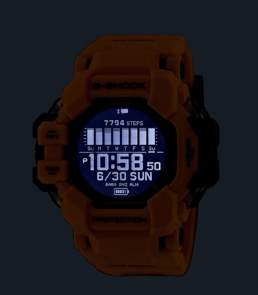Montre CASIO G-SHOCK Homme GPR-H1000-9ER Digital Cadran Acrylique Bracelet Résine Noir Boucle ardillon
