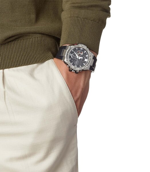 Montre CASIO G-SHOCK Homme GST-B100-1AER Analogique Cadran Minéral Noir Bracelet Résine Noir Boucle ardillon Etanchéité 20 BAR