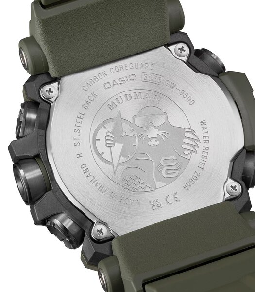 Montre CASIO G-SHOCK Homme GW-9500-3ER Digital Cadran Minéral Noir Bracelet Résine recyclé Vert Boucle ardillon Etanchéité 20 BAR
