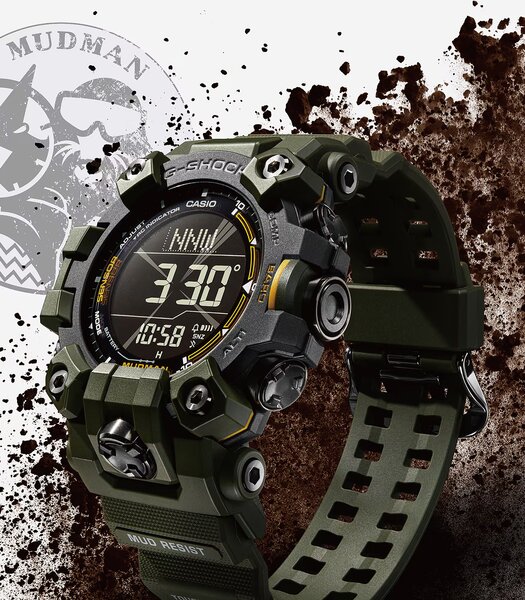 Montre CASIO G-SHOCK Homme GW-9500-3ER Digital Cadran Minéral Noir Bracelet Résine recyclé Vert Boucle ardillon Etanchéité 20 BAR