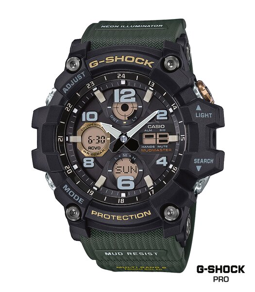 Montre CASIO G-SHOCK Homme GWG-100-1A3ER Digital + analogique Cadran Minéral Noir Bracelet Résine Vert Boucle ardillon Etanchéité 20 BAR