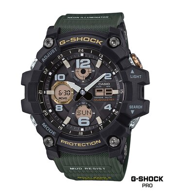 Montre CASIO G-SHOCK Homme GWG-100-1A3ER Digital + analogique Cadran Minéral Noir Bracelet Résine Vert Boucle ardillon Etanchéité 20 BAR