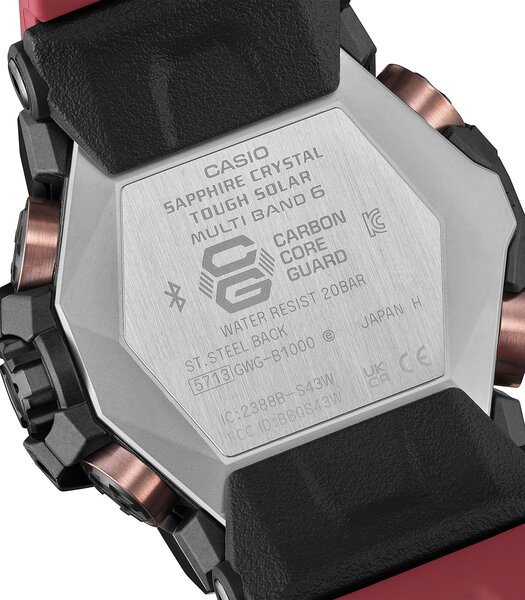 Horloge CASIO G-SHOCK Heren GWG-B1000-1A4ER Analoog Behuizing Saffier Zwart Bracelette Roestvrij staal Staal Boucle déployante Etanchéiteiten 10 BAR