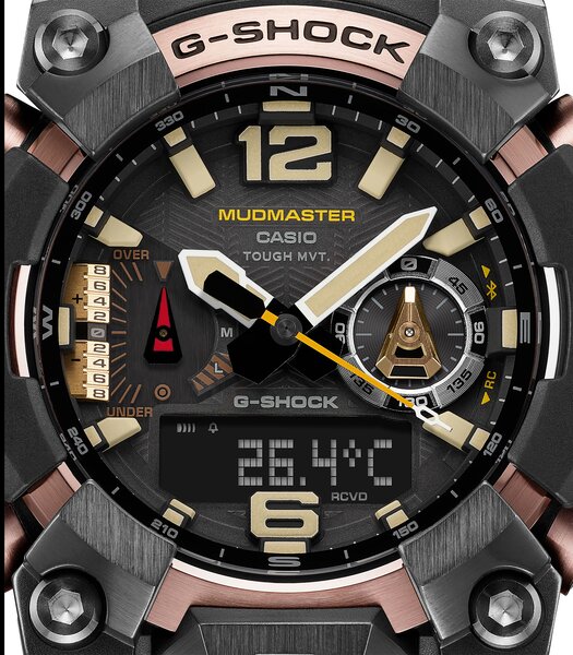 Horloge CASIO G-SHOCK Heren GWG-B1000-1A4ER Analoog Behuizing Saffier Zwart Bracelette Roestvrij staal Staal Boucle déployante Etanchéiteiten 10 BAR