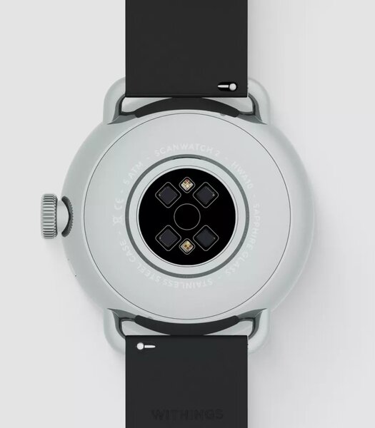 Montre Withings SCANWATCH 2 Unisexe HWA10-01 Analogue-Digital Cadran MINERAL Noir Bracelet Silicone Noir Boucle ardillon Etanchéité 5BAR