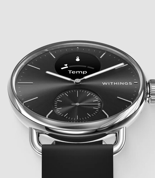 Montre Withings SCANWATCH 2 Unisexe HWA10-01 Analogue-Digital Cadran MINERAL Noir Bracelet Silicone Noir Boucle ardillon Etanchéité 5BAR