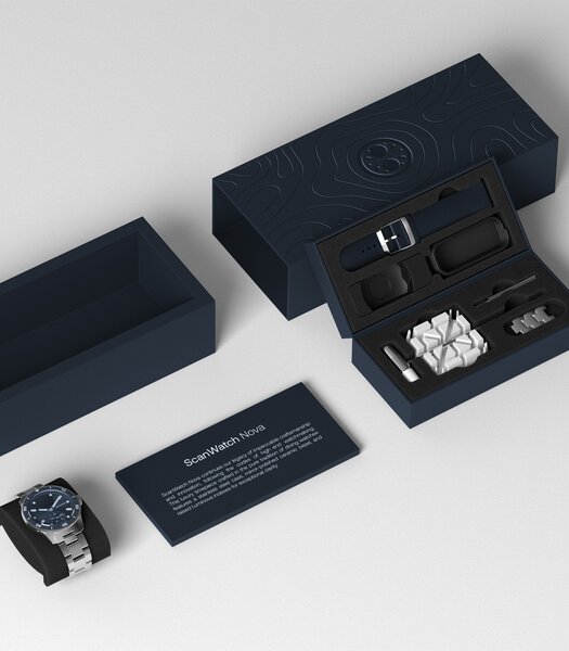 Montre Withings SCANWATCH NOVA Homme HWA10-07 Analogue-Digital Cadran Saphir Bleu Bracelet Acier inoxydable Acier Boucle déployante Etanchéité 10BAR