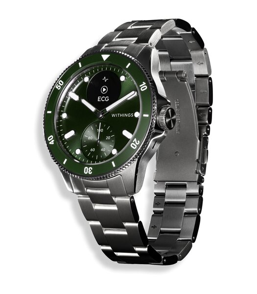 Montre Withings SCANWATCH NOVA Homme HWA10-08 Analogue-Digital Cadran Saphir Vert Bracelet Acier inoxydable Acier Etanchéité 10BAR