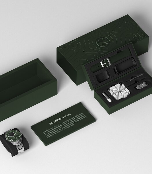 Montre Withings SCANWATCH NOVA Homme HWA10-08 Analogue-Digital Cadran Saphir Vert Bracelet Acier inoxydable Acier Etanchéité 10BAR