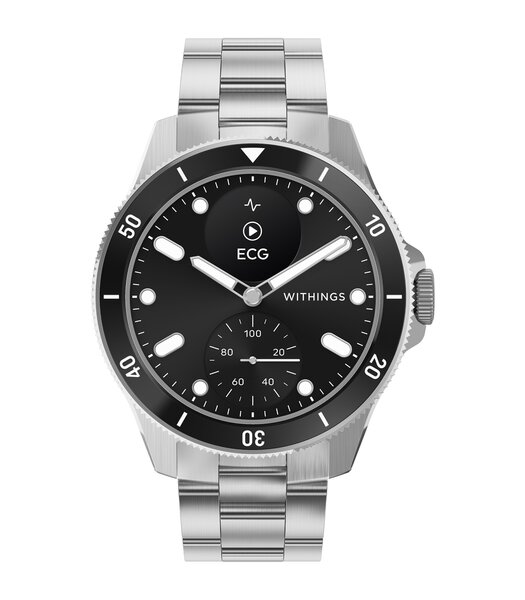 Montre Withings SCANWATCH NOVA Homme HWA10-09 Analogue-Digital Cadran Saphir Noir Bracelet Acier inoxydable Acier Etanchéité 10BAR