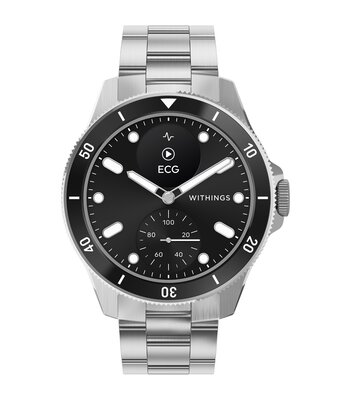 Montre Withings SCANWATCH NOVA Homme HWA10-09 Analogue-Digital Cadran Saphir Noir Bracelet Acier inoxydable Acier Etanchéité 10BAR