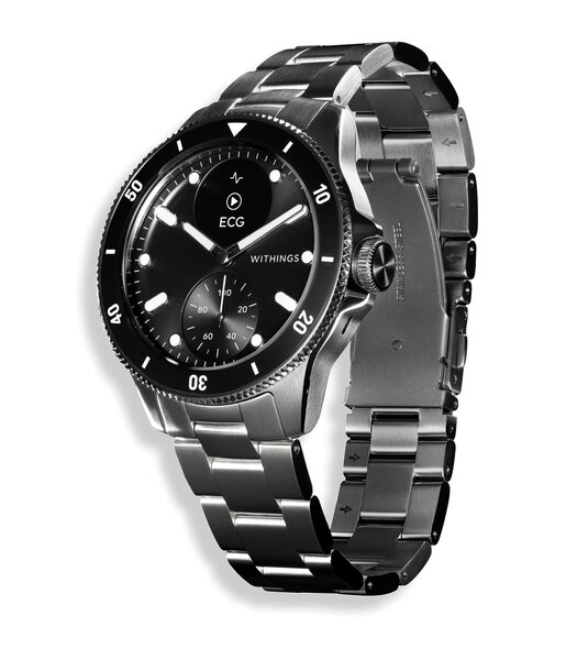 Montre Withings SCANWATCH NOVA Homme HWA10-09 Analogue-Digital Cadran Saphir Noir Bracelet Acier inoxydable Acier Etanchéité 10BAR