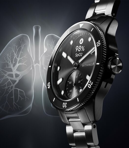 Montre Withings SCANWATCH NOVA Homme HWA10-09 Analogue-Digital Cadran Saphir Noir Bracelet Acier inoxydable Acier Etanchéité 10BAR